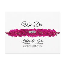 明るい赤紫色ランのホワイトウェディングRSVP-