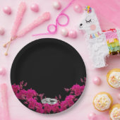 明るい赤紫色ランをブラック結婚のプレートリングや輪に – ペーパープレート (パーティー)