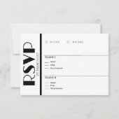 明るい赤紫色ランをブラック・ウェ結婚ー・ド・リングや輪に –  出欠カード (裏面)