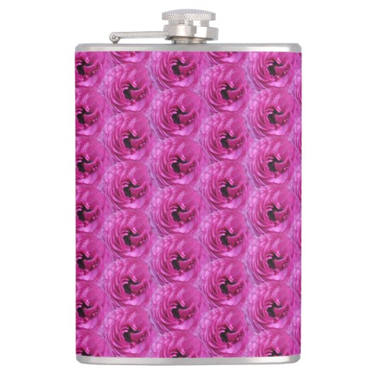 明るい赤紫色ランヌカルスモダン-フローラデザイン フラスク (正面)