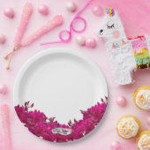 明るい赤紫色ラン結婚が白のプレート-リングや輪- ペーパープレート (パーティー)