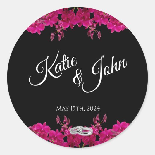 明るい赤紫色ラン結婚スのリングや輪- ラウンドシール (正面)