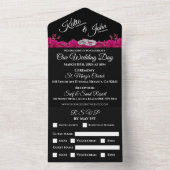 明るい赤紫色ラン結婚スの黒 – オールインワン招待状 (内側)