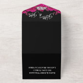 明るい赤紫色ラン結婚スの黒 – オールインワン招待状 (外側)
