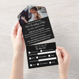 明るい赤紫色ラン結婚スの黒 –  オールインワン招待状