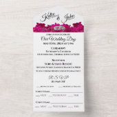 明るい赤紫色ラン結婚ス –  オールインワン招待状 (内側)