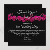 明るい赤紫色ラン – ブラック – 結婚's Thank you 招待状 (正面/裏面)