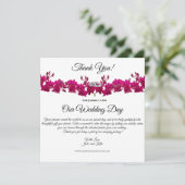明るい赤紫色ラン – ホワイト結婚-'Thank you 招待状 (スタンド正面)