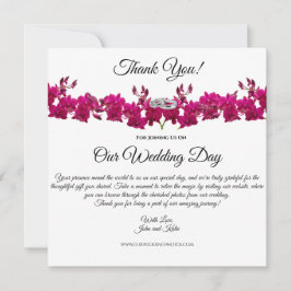 明るい赤紫色ラン – ホワイト結婚-'Thank you 招待状