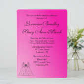 明るい赤紫色レズビアン結婚式招待状 招待状 (スタンド正面)