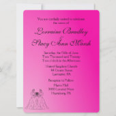 明るい赤紫色レズビアン結婚式招待状 招待状 (正面)