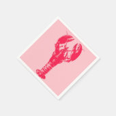 明るい赤紫色ロブスターオンライトピンク スタンダードカクテルナプキン (角)