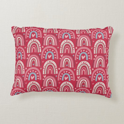 明るい赤紫色ヴァレンティーンズデイレインボウズ アクセントクッション (裏面)