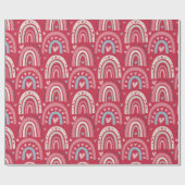 明るい赤紫色ヴァレンティーンズデイレインボー ラッピングペーパー (フラット)