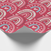 明るい赤紫色ヴァレンティーンズデイレインボー ラッピングペーパー (角)