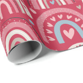 明るい赤紫色ヴァレンティーンズデイレインボー ラッピングペーパー (ロールコーナー)