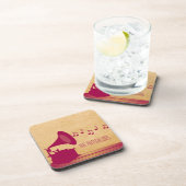 明るい赤紫色ヴィンテージ蓄音機コースターセット コースター (右側)