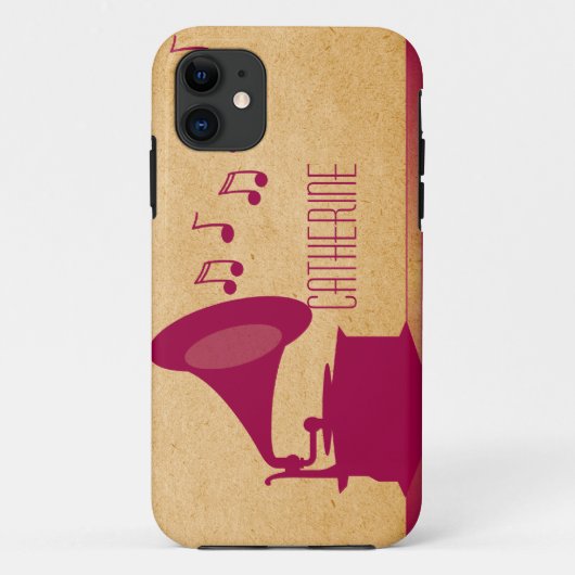 明るい赤紫色ヴィンテージ蓄音機BT ID iPhone 5ケース Case-Mate iPhoneケース (裏面)