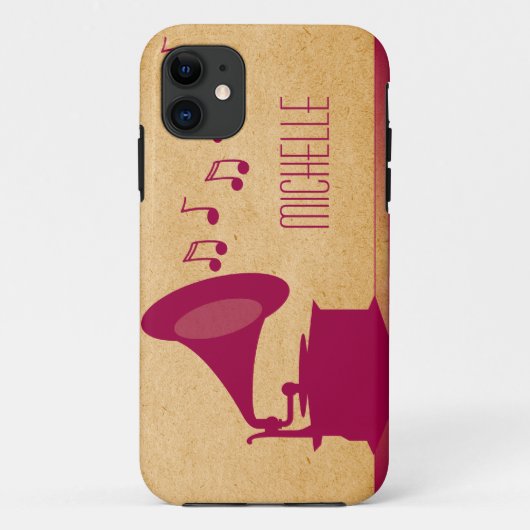 明るい赤紫色ヴィンテージ蓄音機BT iPhone 5ケース Case-Mate iPhoneケース (裏面)