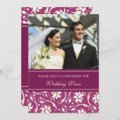 明るい赤紫色写結婚真の誓いの更新招待状 招待状 (正面/裏面)
