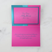 明るい赤紫色及びターコイズフローラサンキューカード サンキューカード (内部)