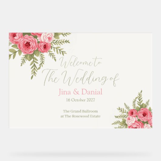 明るい赤紫色夢 アクリルサイン (正面)