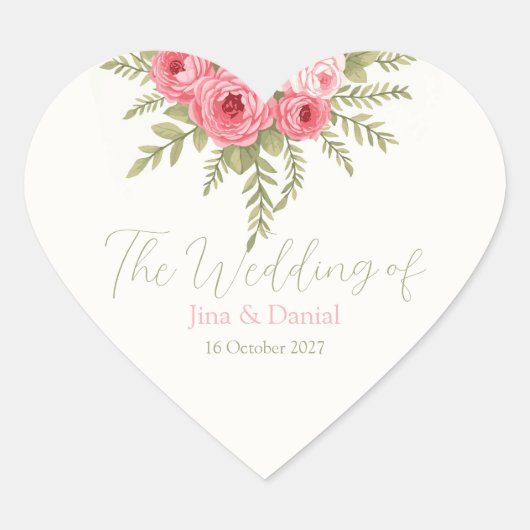 明るい赤紫色夢 ハートシール (正面)