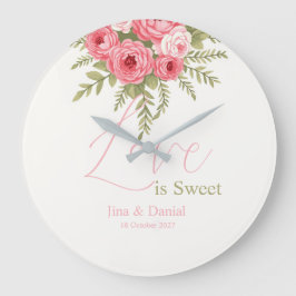 明るい赤紫色夢 ラージ壁時計