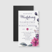 明るい赤紫色夢MAGNETIC結婚式の招待またはSaveDate (正面/裏面)