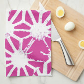 明るい赤紫色幾何学 キッチンタオル (四つ折り)