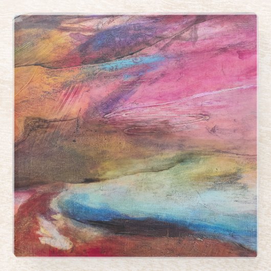 明るい赤紫色式 ガラスコースター (正面)