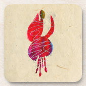 明るい赤紫色抽象芸術水色フローラ コースター (正面)