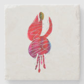 明るい赤紫色抽象芸術水色フローラ ストーンコースター (正面)