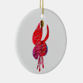 明るい赤紫色抽象芸術水色フローラ セラミックオーナメント (右)