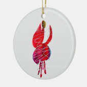 明るい赤紫色抽象芸術水色フローラ セラミックオーナメント (左)