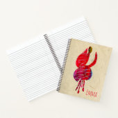 明るい赤紫色抽象芸術水色フローラ ノートブック (内部)