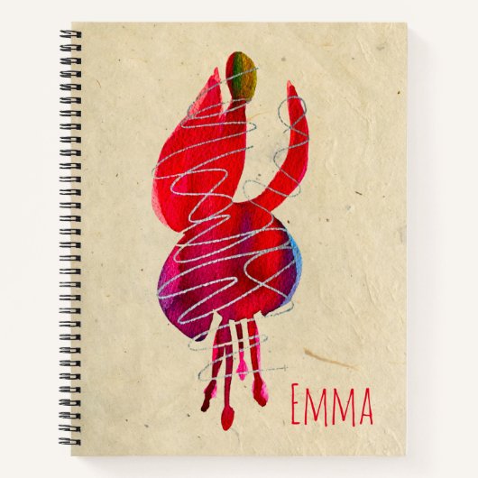 明るい赤紫色抽象芸術水色フローラ ノートブック (正面)