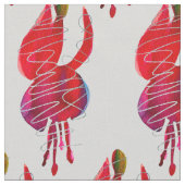 明るい赤紫色抽象芸術水色フローラ ファブリック (クローズアップ)