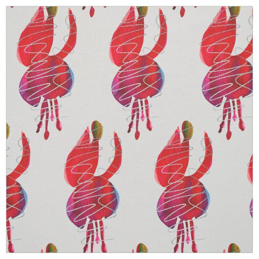 明るい赤紫色抽象芸術水色フローラ ファブリック (見本)