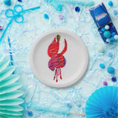 明るい赤紫色抽象芸術水色フローラ ペーパープレート (パーティー)