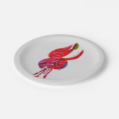 明るい赤紫色抽象芸術水色フローラ ペーパープレート (アングル)