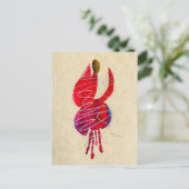 明るい赤紫色抽象芸術水色フローラ ポストカード (スタンド正面)