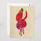 明るい赤紫色抽象芸術水色フローラ ポストカード (正面/裏面)