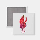 明るい赤紫色抽象芸術水色フローラ マグネット (正面/裏面)