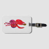 明るい赤紫色抽象芸術水色フローラ ラゲッジタグ (正面横)
