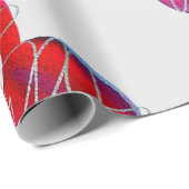 明るい赤紫色抽象芸術水色フローラ ラッピングペーパー (ロールコーナー)