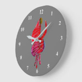 明るい赤紫色抽象芸術水色フローラ ラージ壁時計 (傾斜)