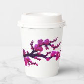 明るい赤紫色桜ブロッサム絵画ズバイサラモトラネス 紙コップ (正面)