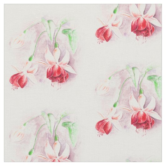 明るい赤紫色植物画水色織物 ファブリック (クローズアップ)