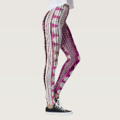 明るい赤紫色民族縁ど抽象芸術 レギンス (右)